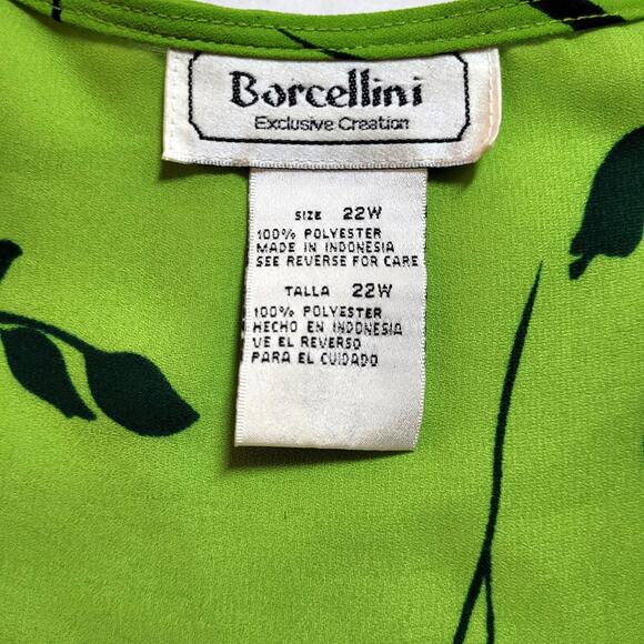 Borcellini 1 Button Top  Swim Cover Up 22W S/S Green Floral Y2K Vtg Bold Coastal - Picture 6 of 6